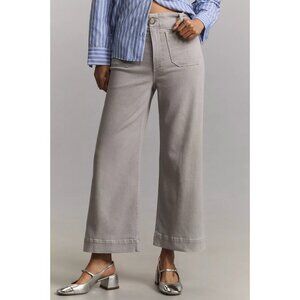 Anthropologie The Colette Cropped High-Rise Wide-Leg Jeans Maeve Grey Womens 31